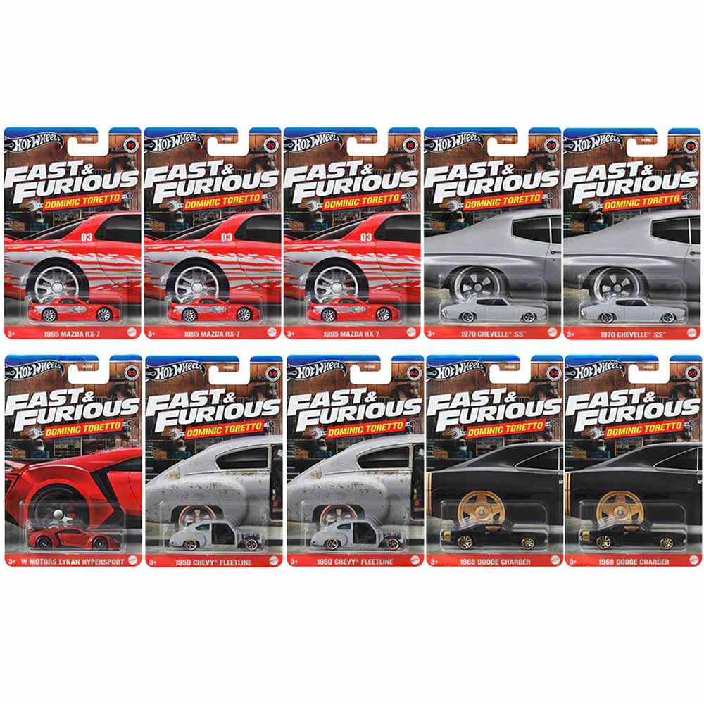 Hot Wheels Themed Fast & Furious Box of 10 - Dominic Toretto (956F)
