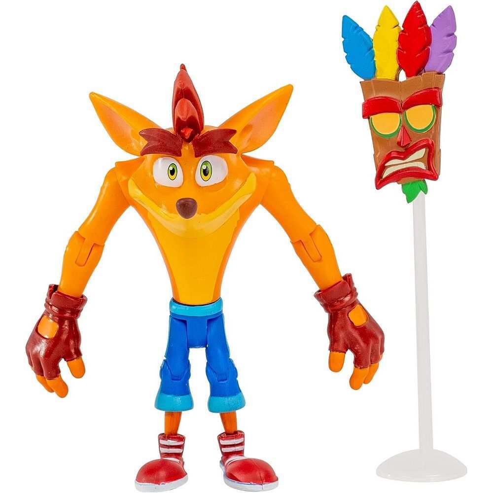 Crash Bandicoot Action Figure - Crash Bandicoot with Aku Aku Mask
