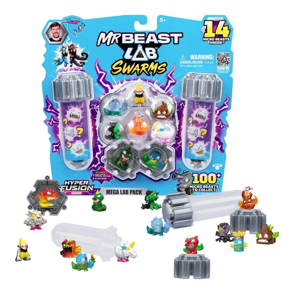 MrBeast Lab Swarms Hyper Fusion Series Mega Lab Pack with 14 Micro Beasts Inside