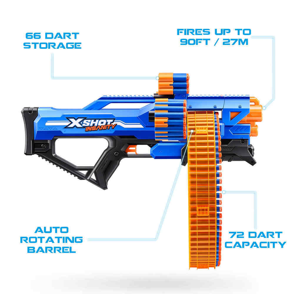 Zuru X-SHOT Insanity Mega Barrel Includes 72 Darts