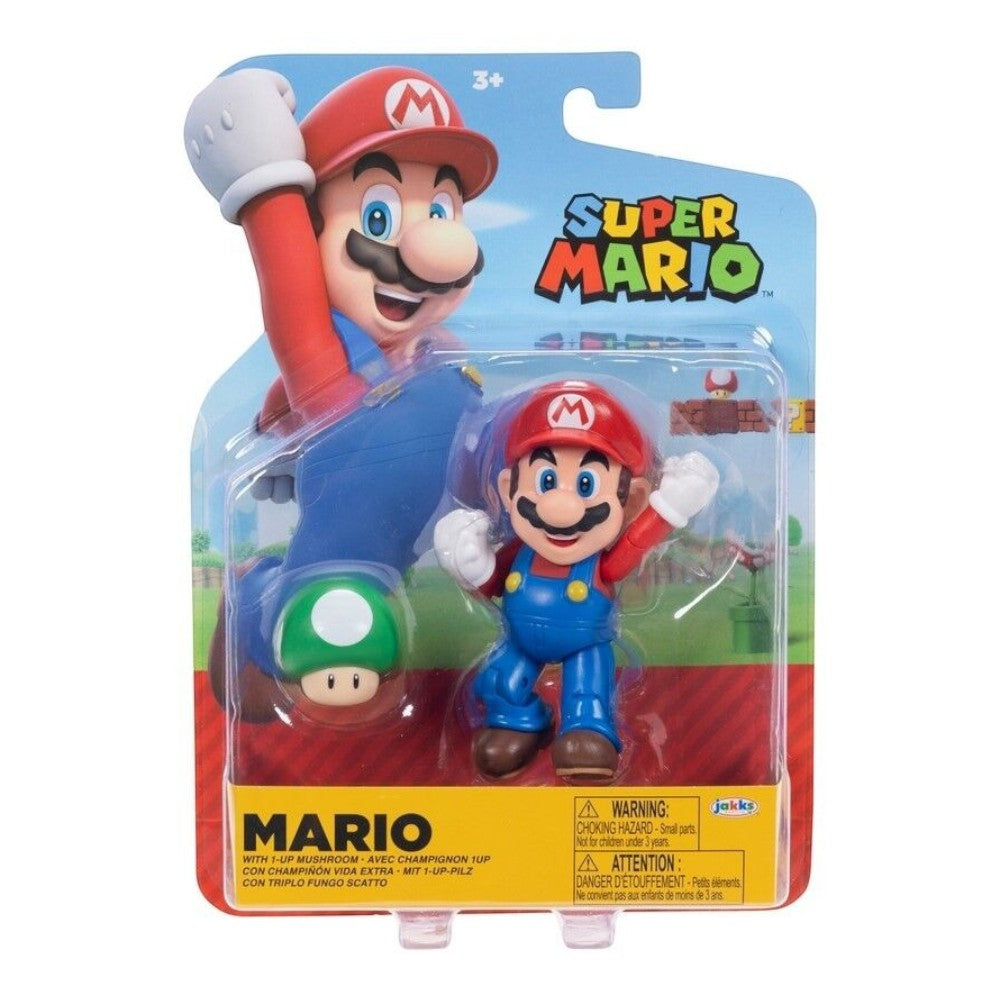 Nintendo Super Mario 4" Figures - Mario with 1-UP Mushroom