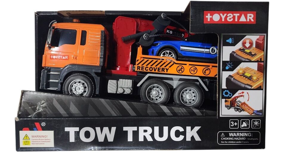 Service Truck 28cm with Lights & Sounds Assorted Green/Orange Pick Randomly