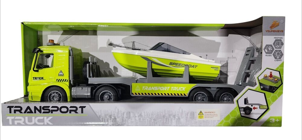 Transporter with Boat 42cm with Light & Sound - Blue/Green Pick Randomly