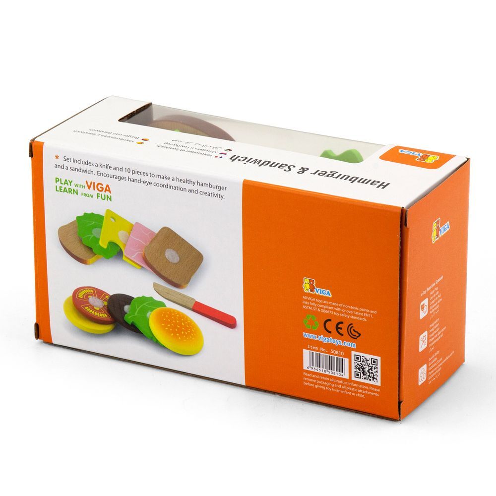 Viga Wooden Play Set - Hamburger & Sandwich