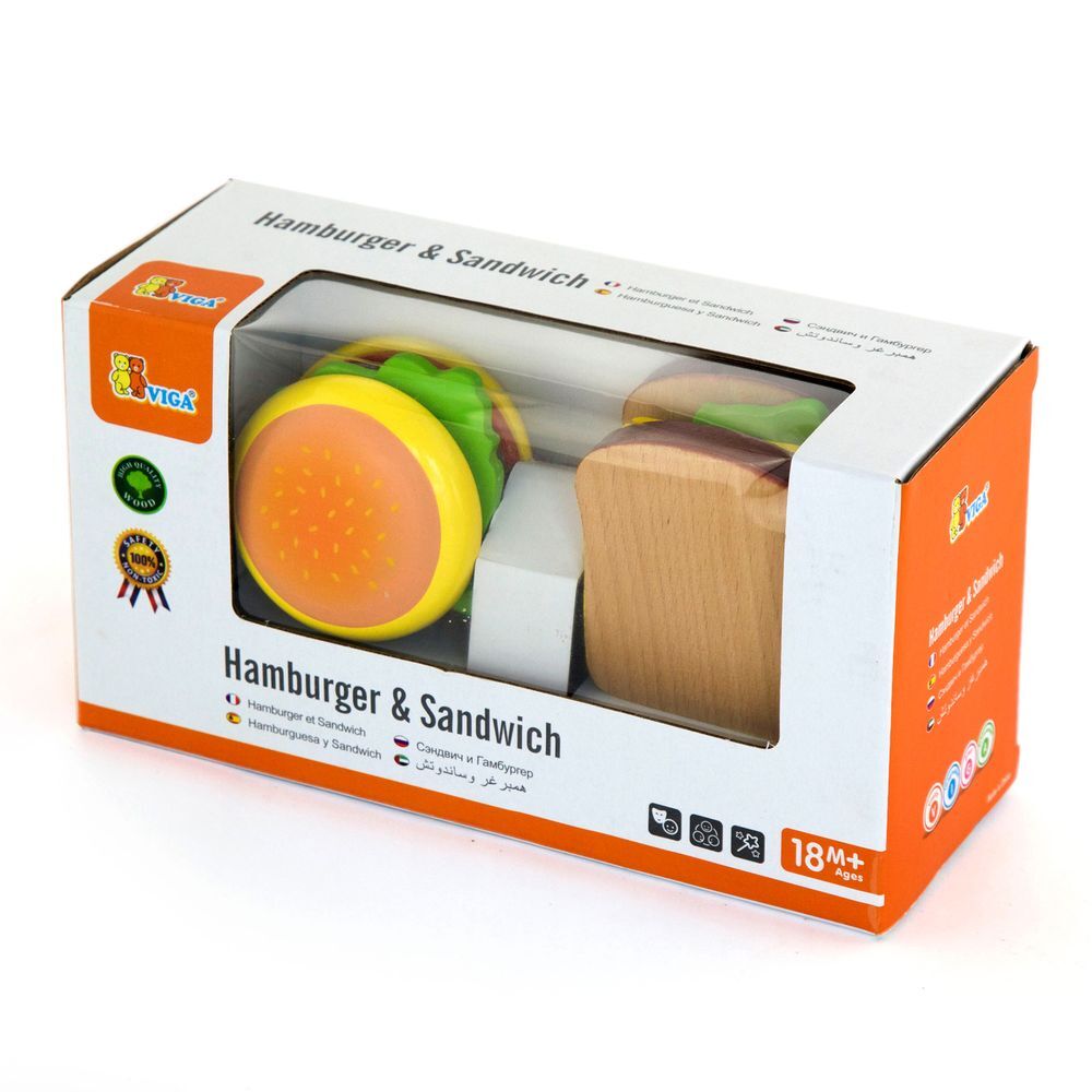 Viga Wooden Play Set - Hamburger & Sandwich