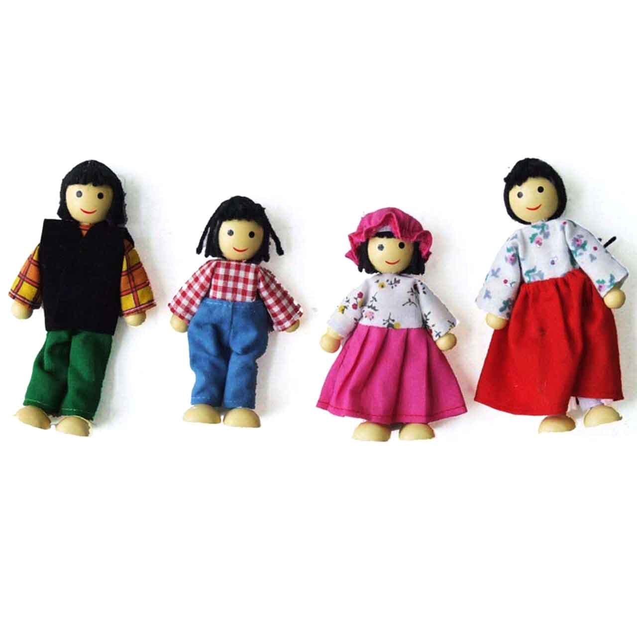 Wooden Doll Bendable  4 Pack- Asian Family