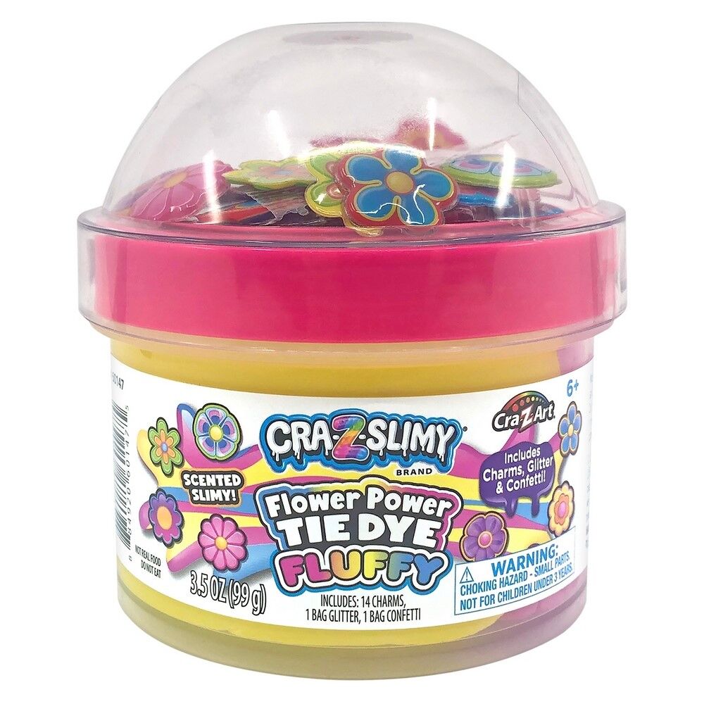 CRA-Z-SLIMY FUN DOME TOPPER JARS PDQ ASST - FLOWER POWER TIE DYE FLUFFY