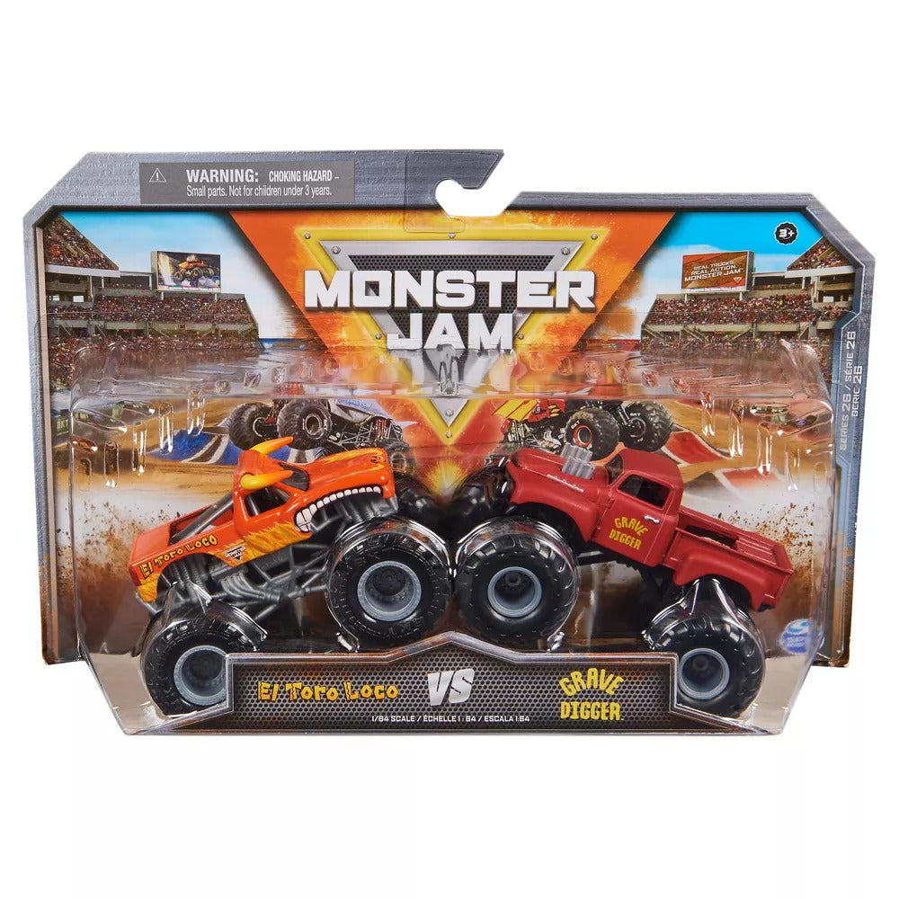 Monster Jam 2 Pack 1:64 Series 26 - El Toro Loco VS Grave Digger