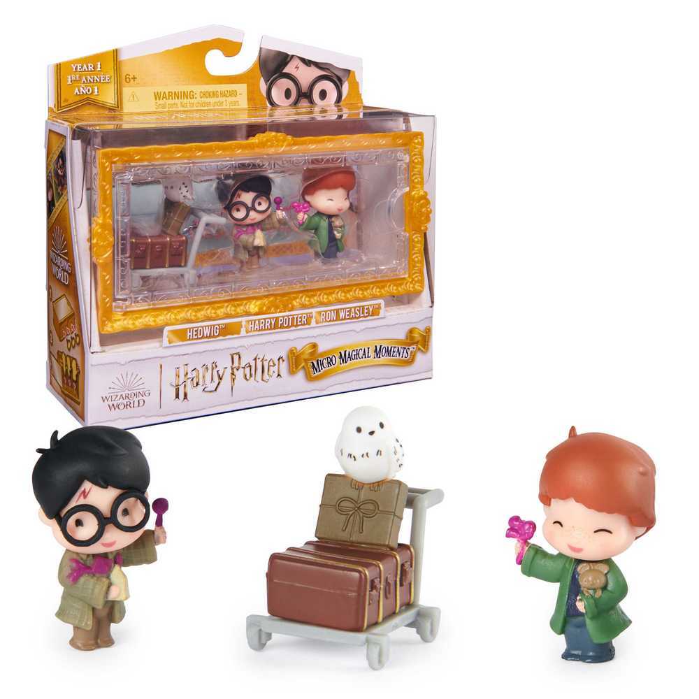 Harry Potter Micro Magical Moments Figure Set - Hedwig Harry Ron & Display Case