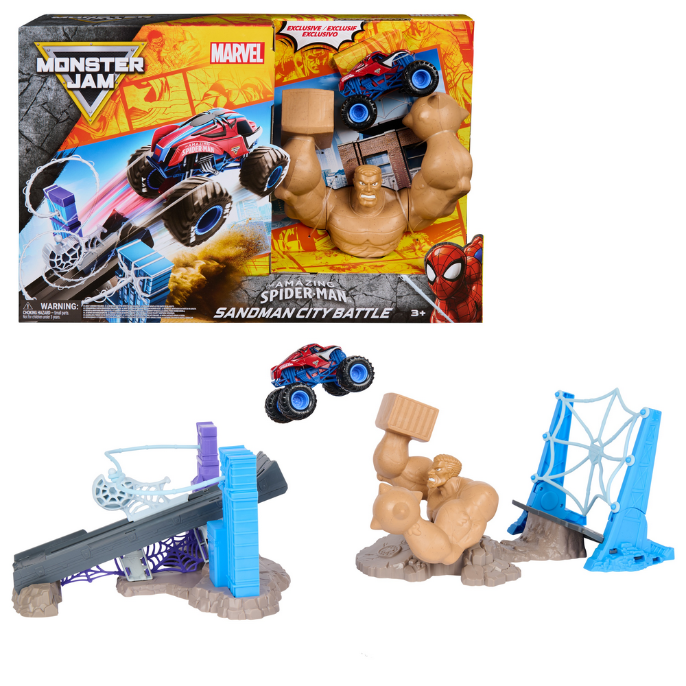 Monster Jam Marvel Spider-Man Sandman City Battle Playset