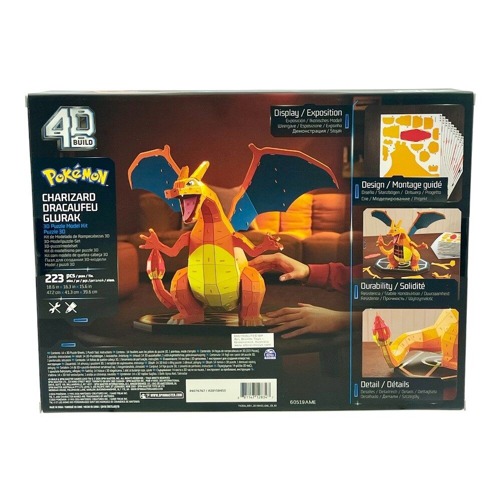 4D Build Pokemon Charizard 3D Puzzle Model Kit 223 Pieces Metallic Finish