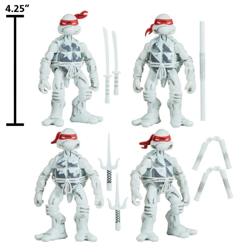 TMNT Classic 40th Anniversary Black & White Comic Book Turtles 4-Pack