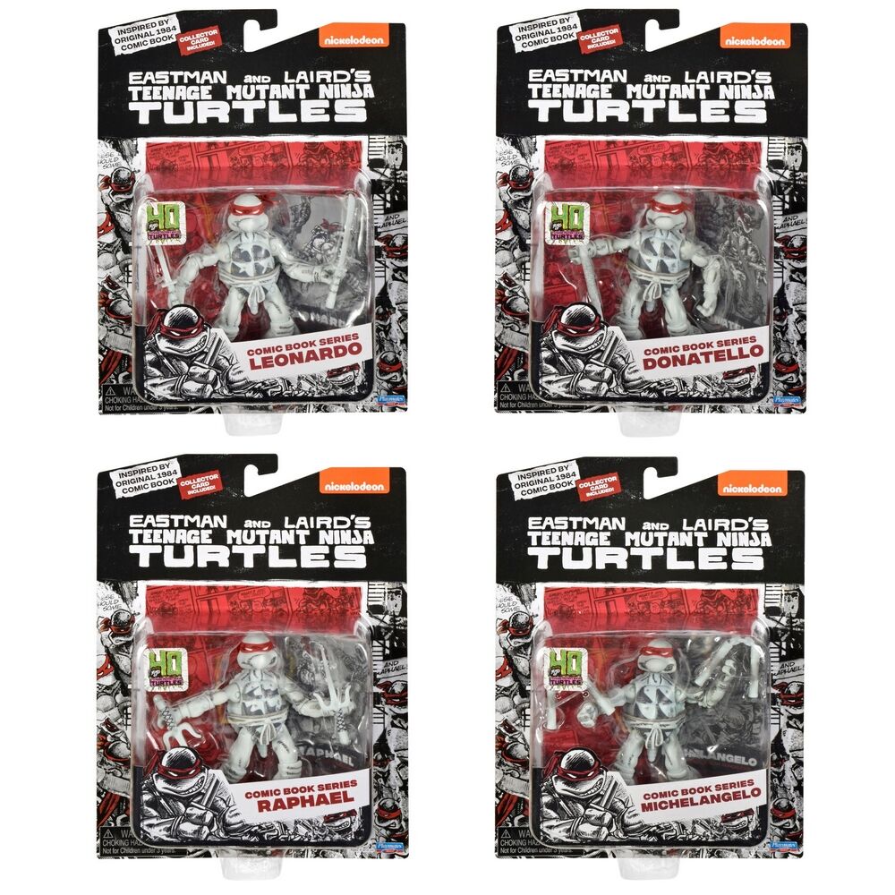 TMNT Classic 40th Anniversary Black & White Comic Book Turtles 4-Pack