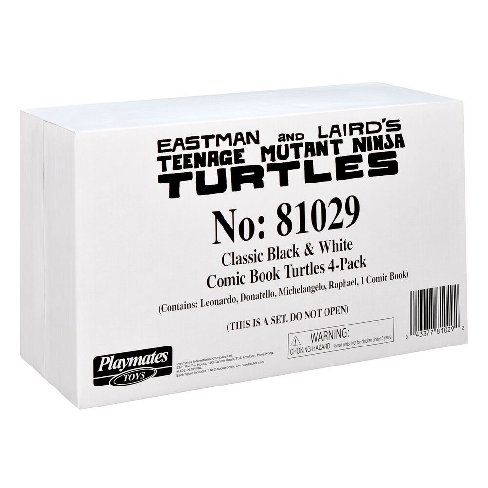TMNT Classic 40th Anniversary Black & White Comic Book Turtles 4-Pack