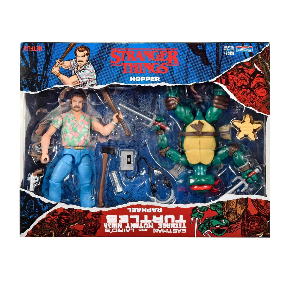 TMNT & Stranger Things Upside Down Remix Raphael and Hopper Action Figure 2pk