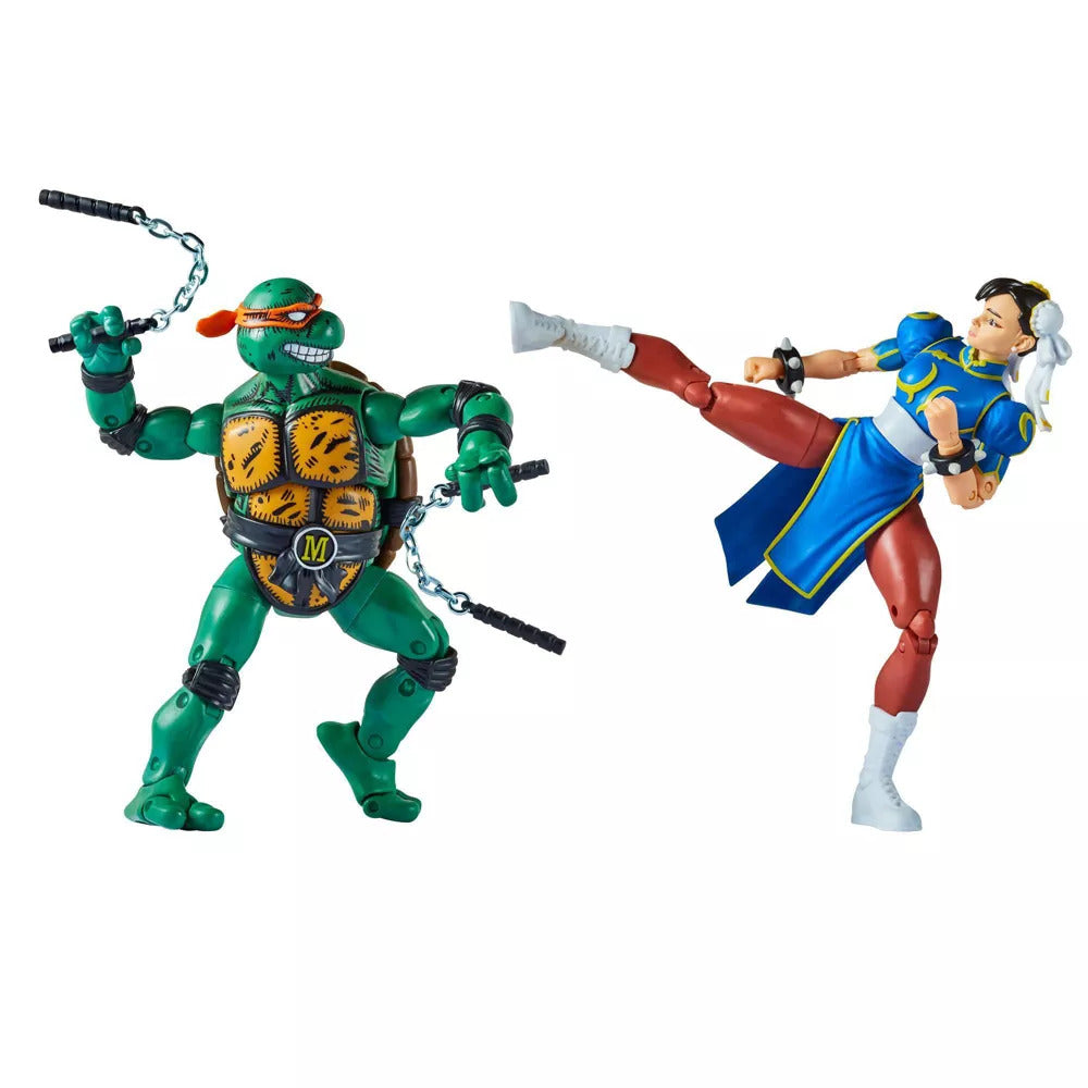 TMNT & Street Fighter 2pk Action Figure Michelangelo Vs Chun-Li