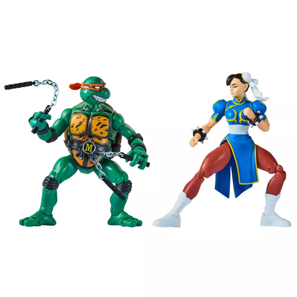 TMNT & Street Fighter 2pk Action Figure Michelangelo Vs Chun-Li