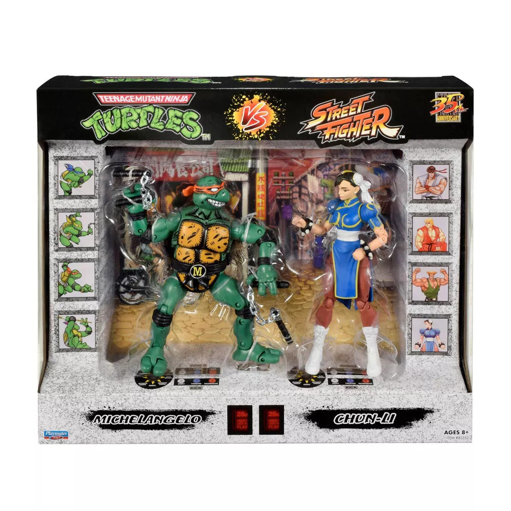 TMNT & Street Fighter 2pk Action Figure Michelangelo Vs Chun-Li
