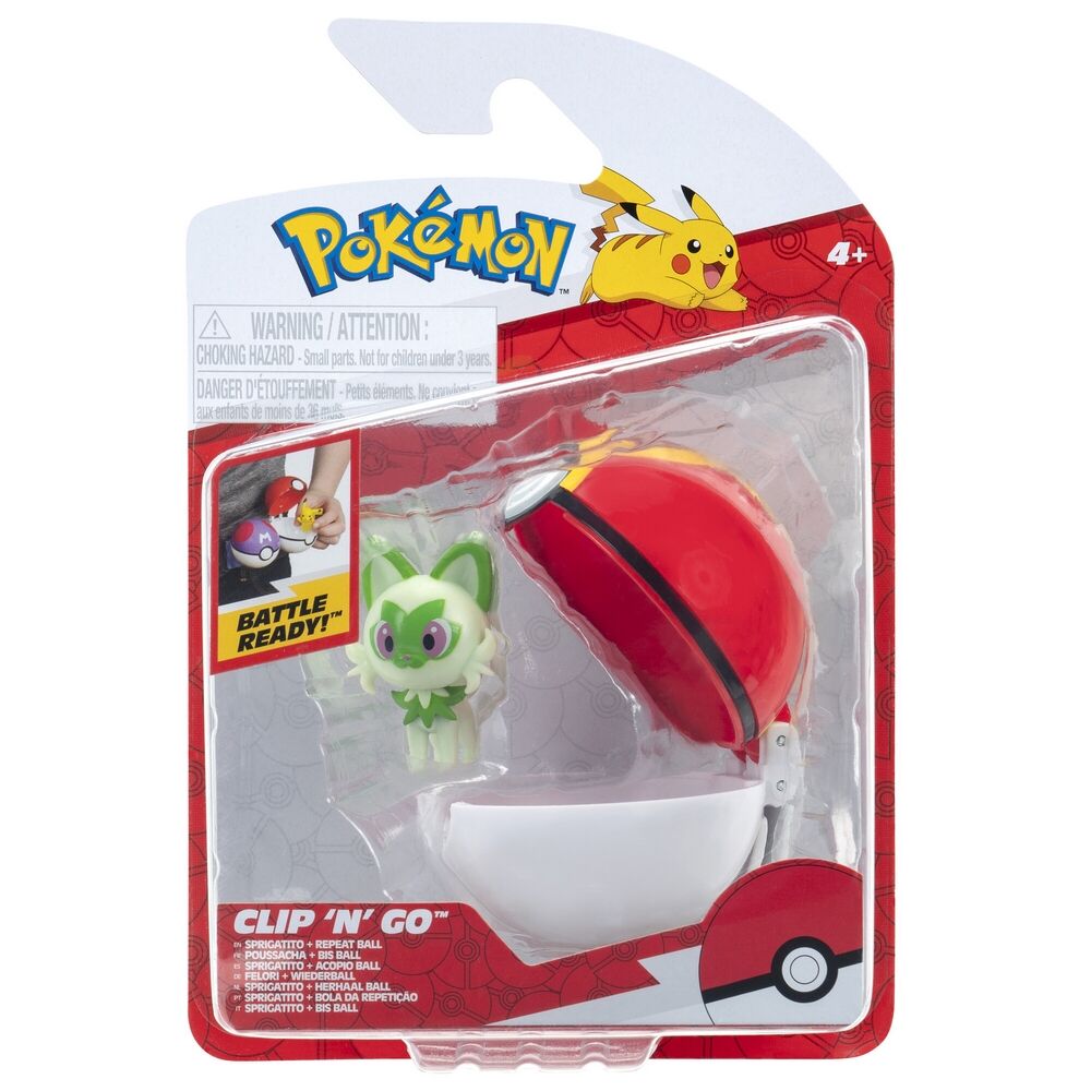 Pokemon Clip 'N' Go Sprigatito + Repeat Ball