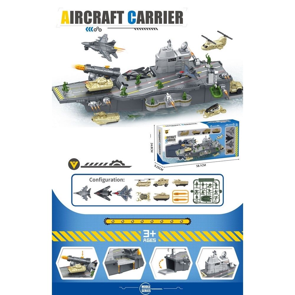 Aircraft Carrier Playset 8 Vehicles and Accessories