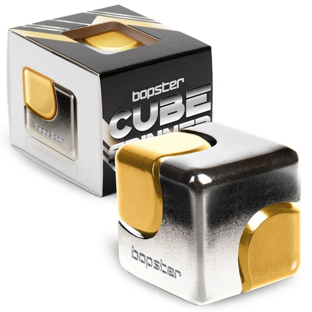 Bopster Fidget Cube Spinner - Silver & Gold