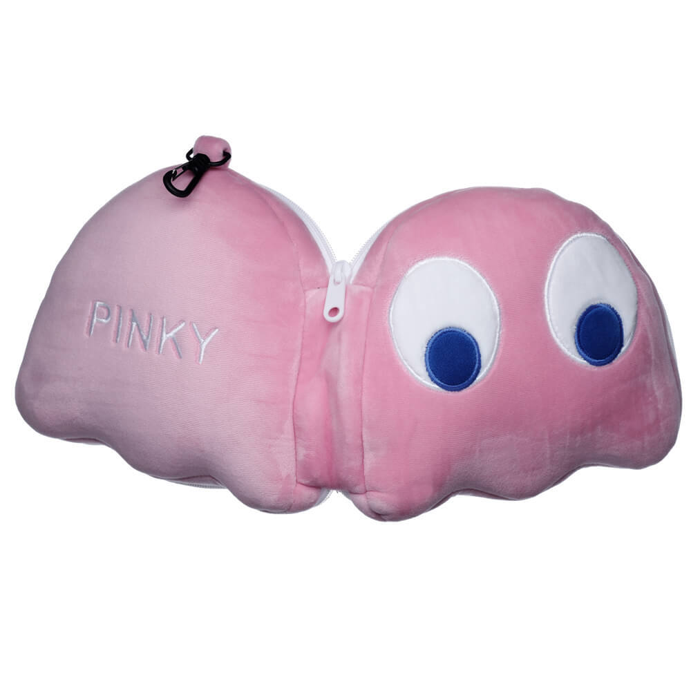 Relaxeazzz Travel Pillow & Eye Mask Set - Pac Man Pink Ghost