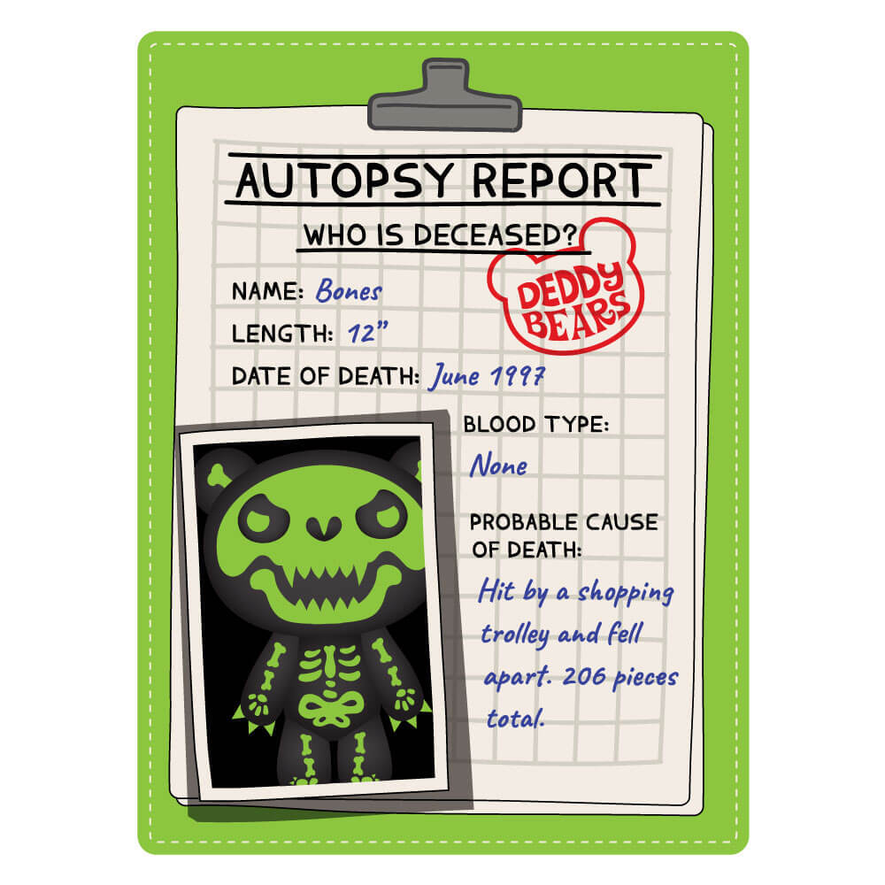 Deddy Bears Plush In Body Bag Bones