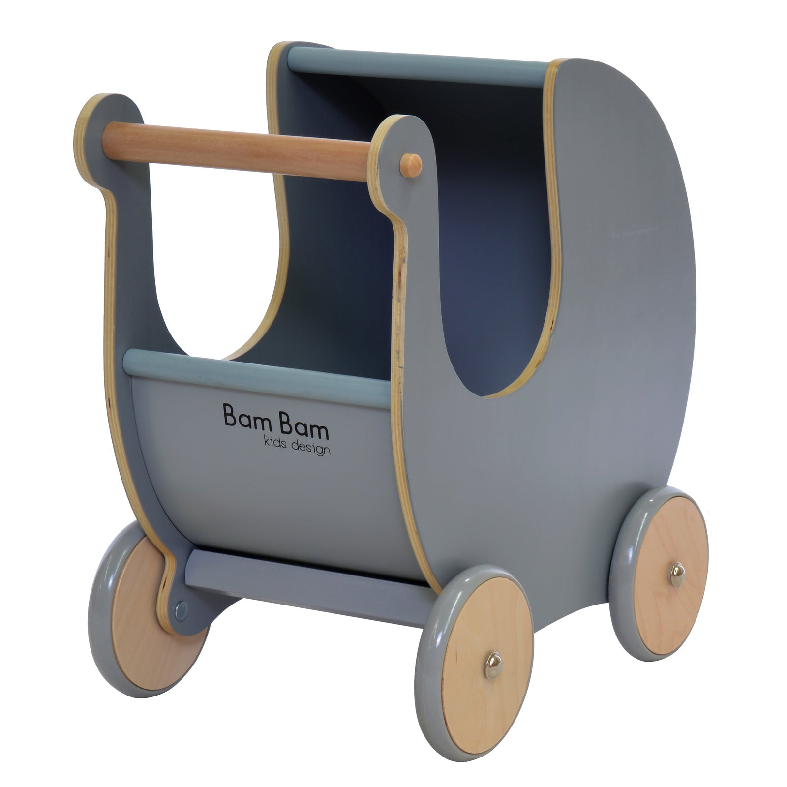 Bam Bam Kids - Wooden Dolls Pram Grey
