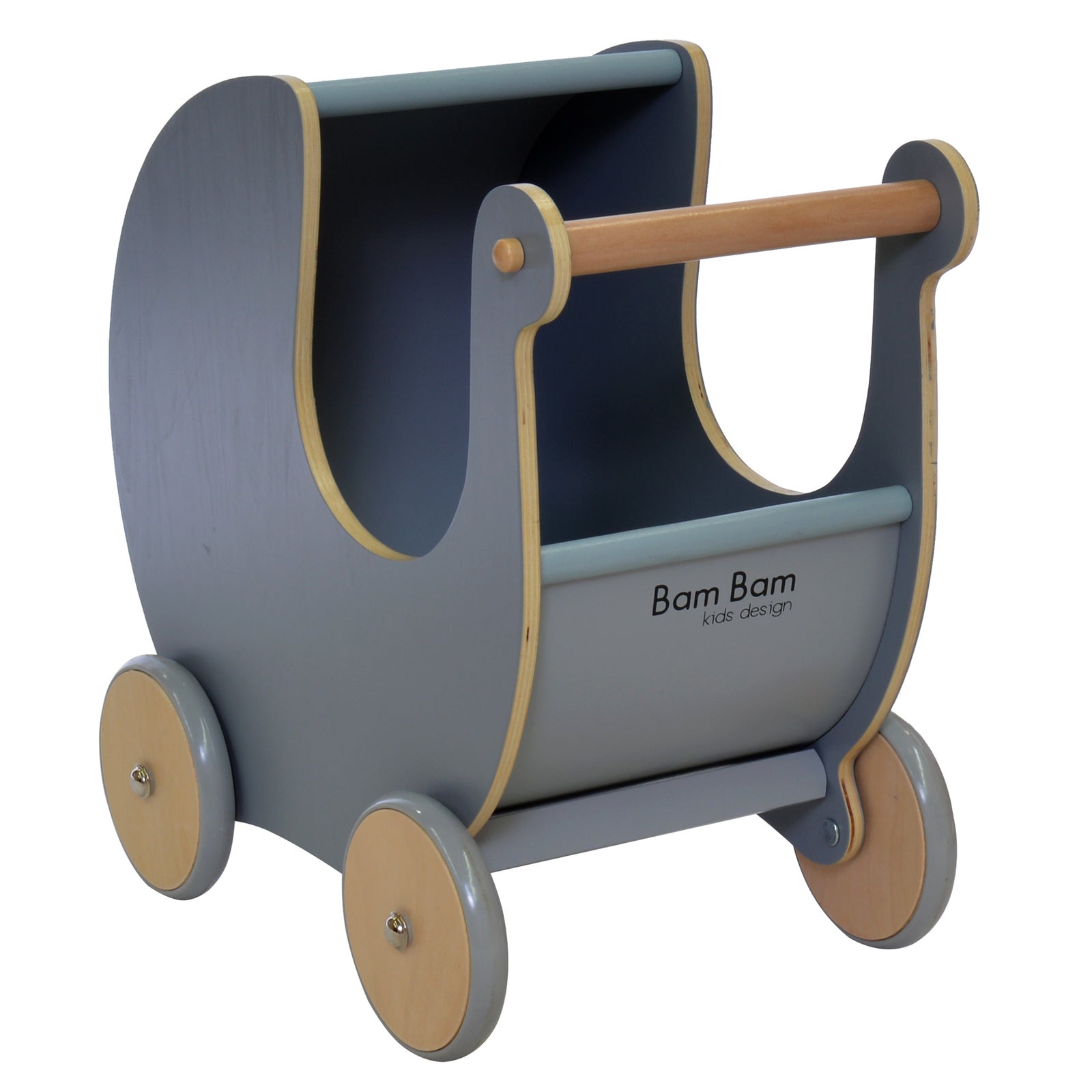 Bam Bam Kids - Wooden Dolls Pram Grey