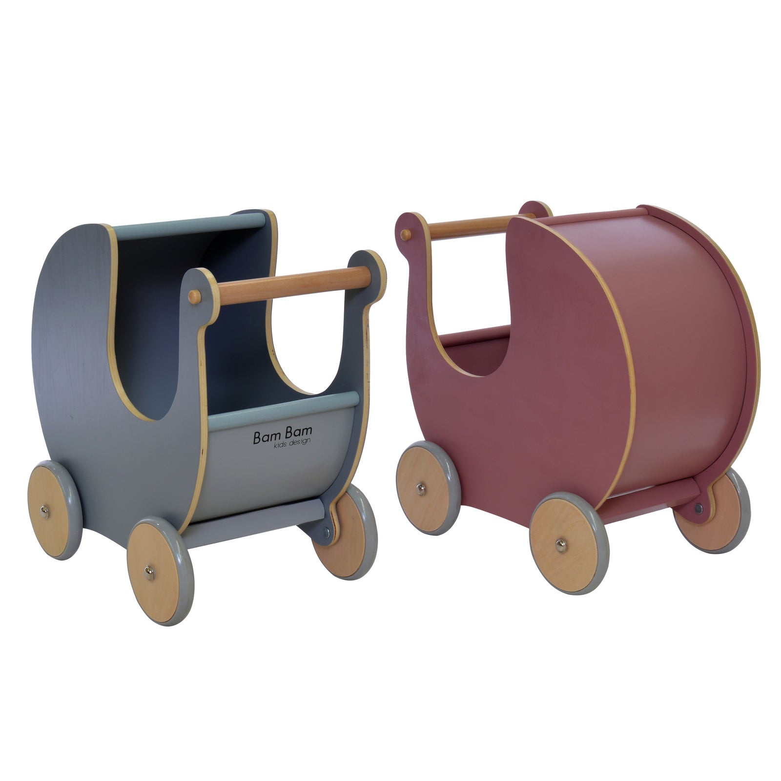 Bam Bam Kids - Wooden Dolls Pram Grey