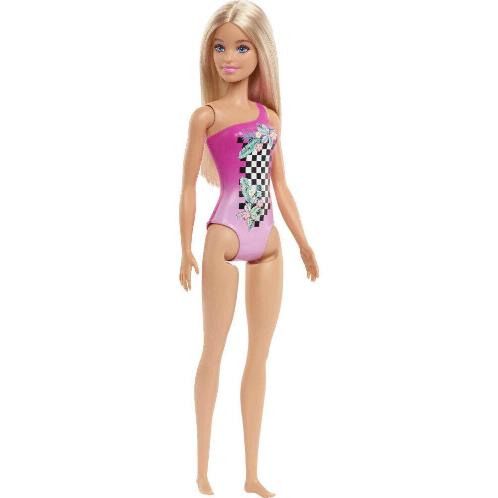Barbie Beach Doll - Chequered & Pink Swimsuit