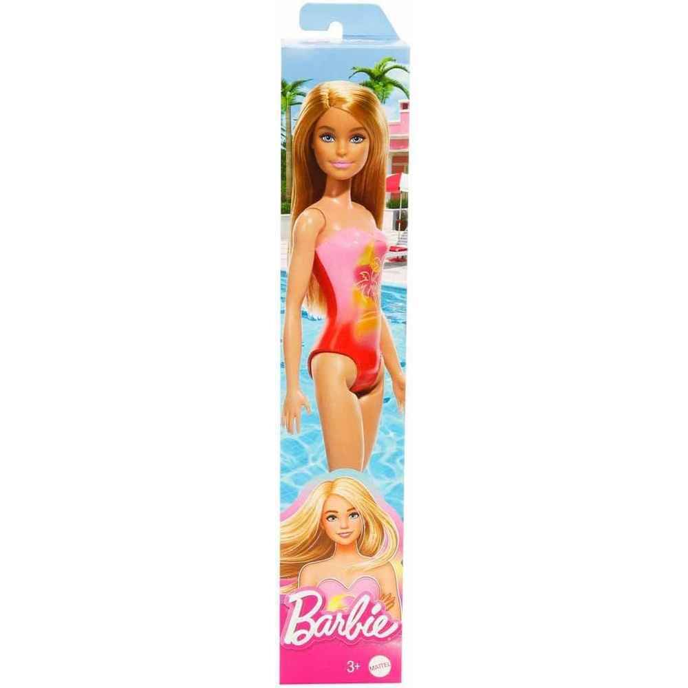 Barbie Beach Doll - Blond Hair Pink Palm Tree Swimsuit