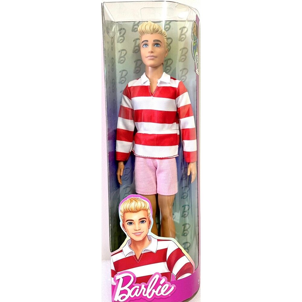 Barbie Fashionistas Ken Doll - #241 in Red Striped Top And Pink Shorts With White Sneakers, Blonde