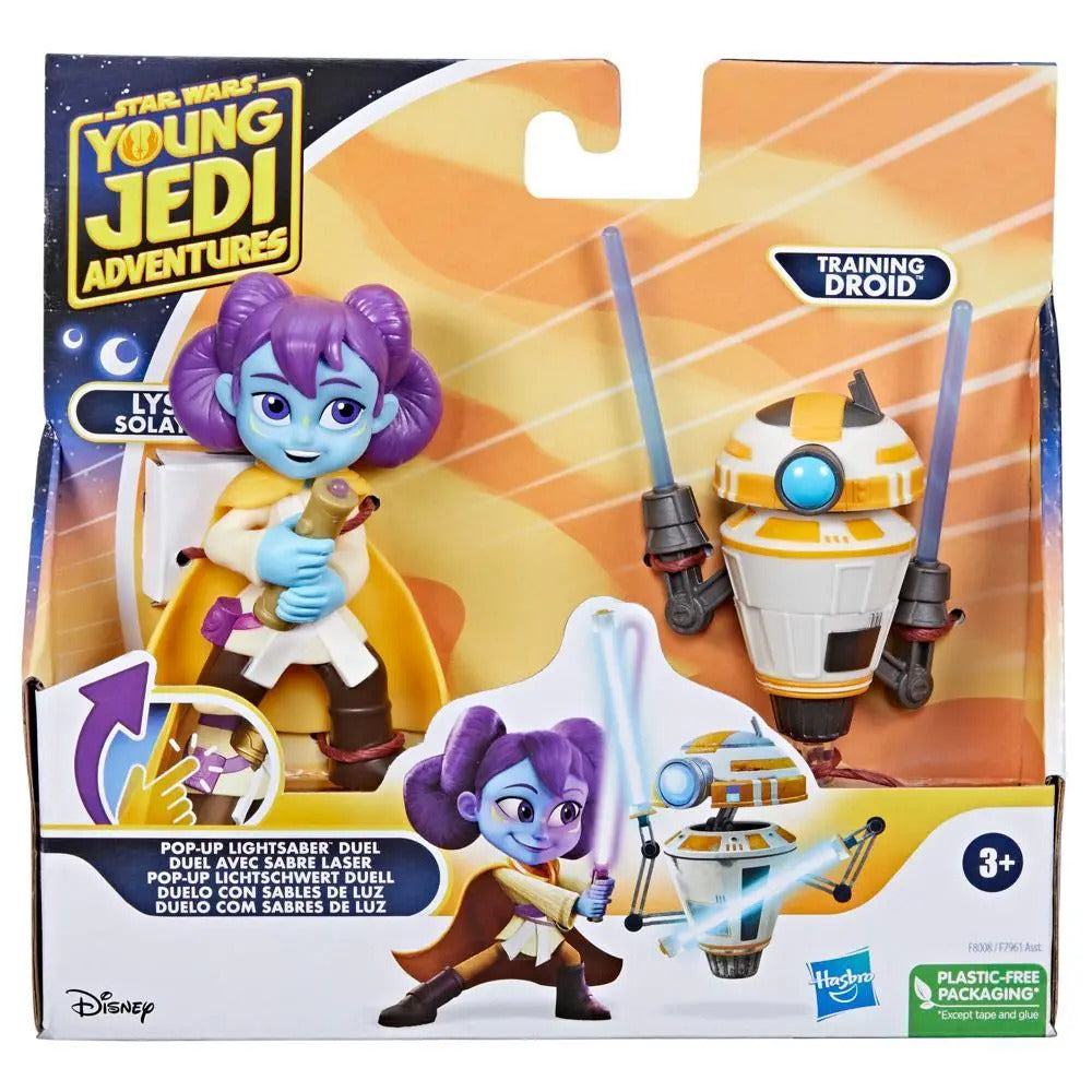 Star Wars Young Jedi Adventures Pop Up Lightsaber Duel - Lys Solay & Training Droid