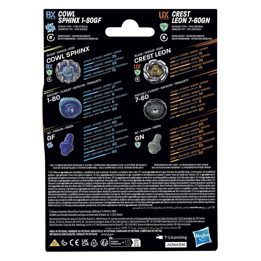 Beyblade X Cowl Sphinx 1-80GF & Crest Leon 7-60GN Dual Pack