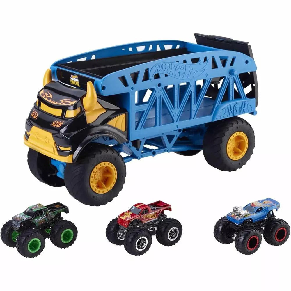 Hot Wheels Monster Truck Monster Mover & 3 Monster Trucks