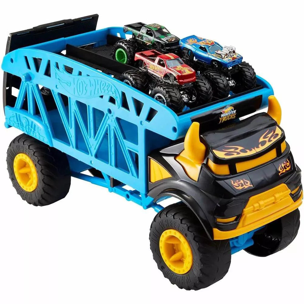 Hot Wheels Monster Truck Monster Mover & 3 Monster Trucks