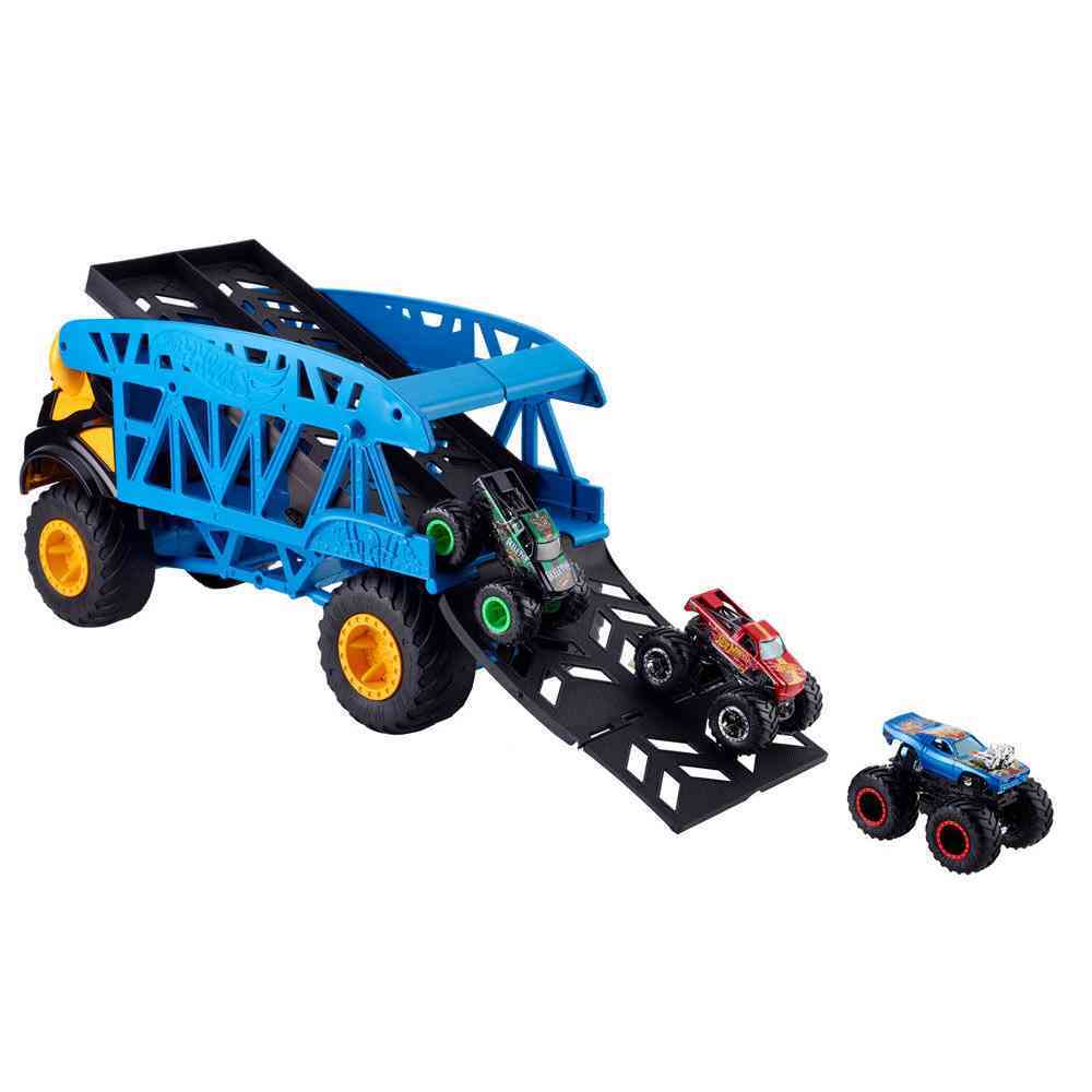 Hot Wheels Monster Truck Monster Mover & 3 Monster Trucks