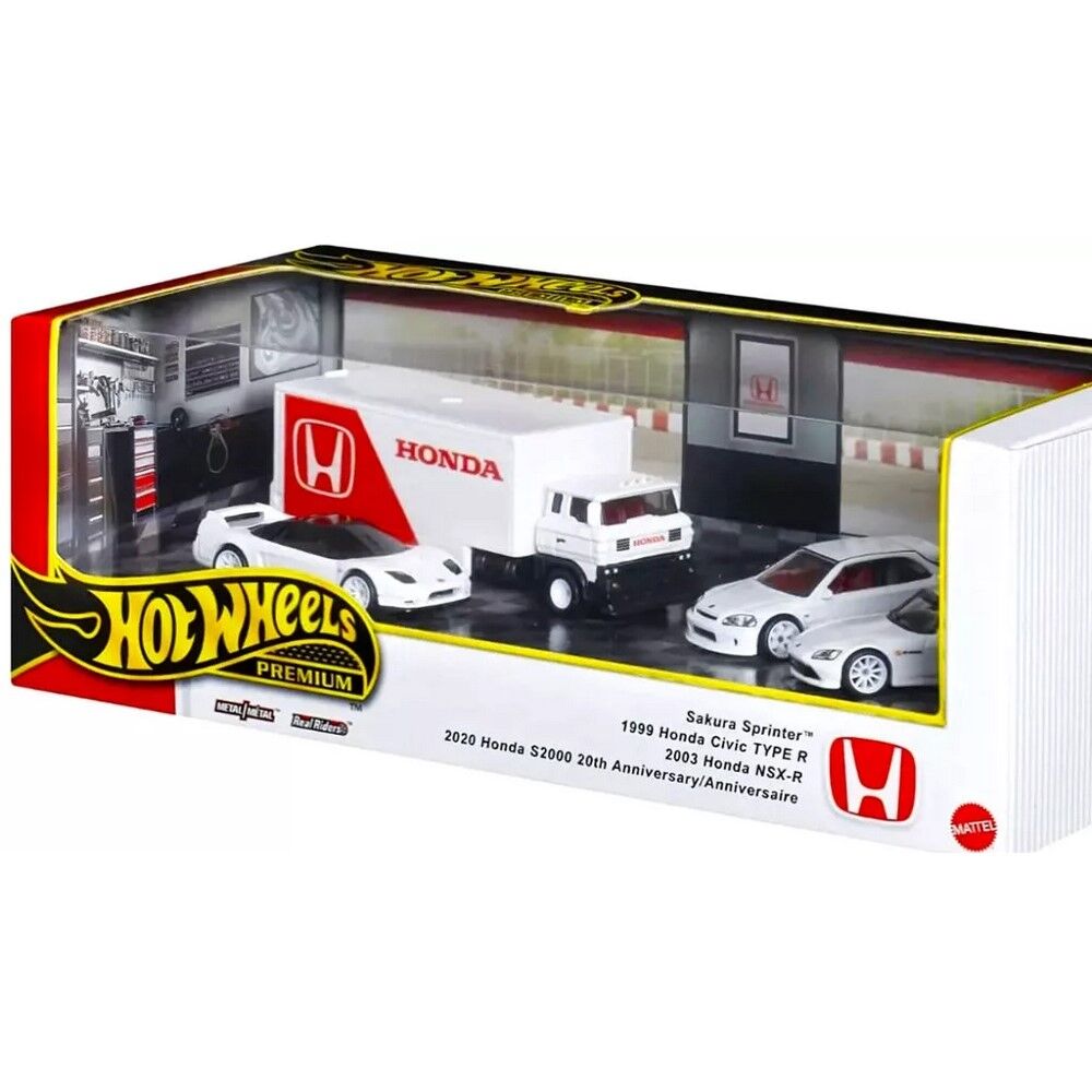 Hot Wheels Premium Collection Set - Sakura Sprinter/ 1999 Honda Civic Type R / 2003 Honda NSX-R / 2020 Honda S2000 20th Anniversary