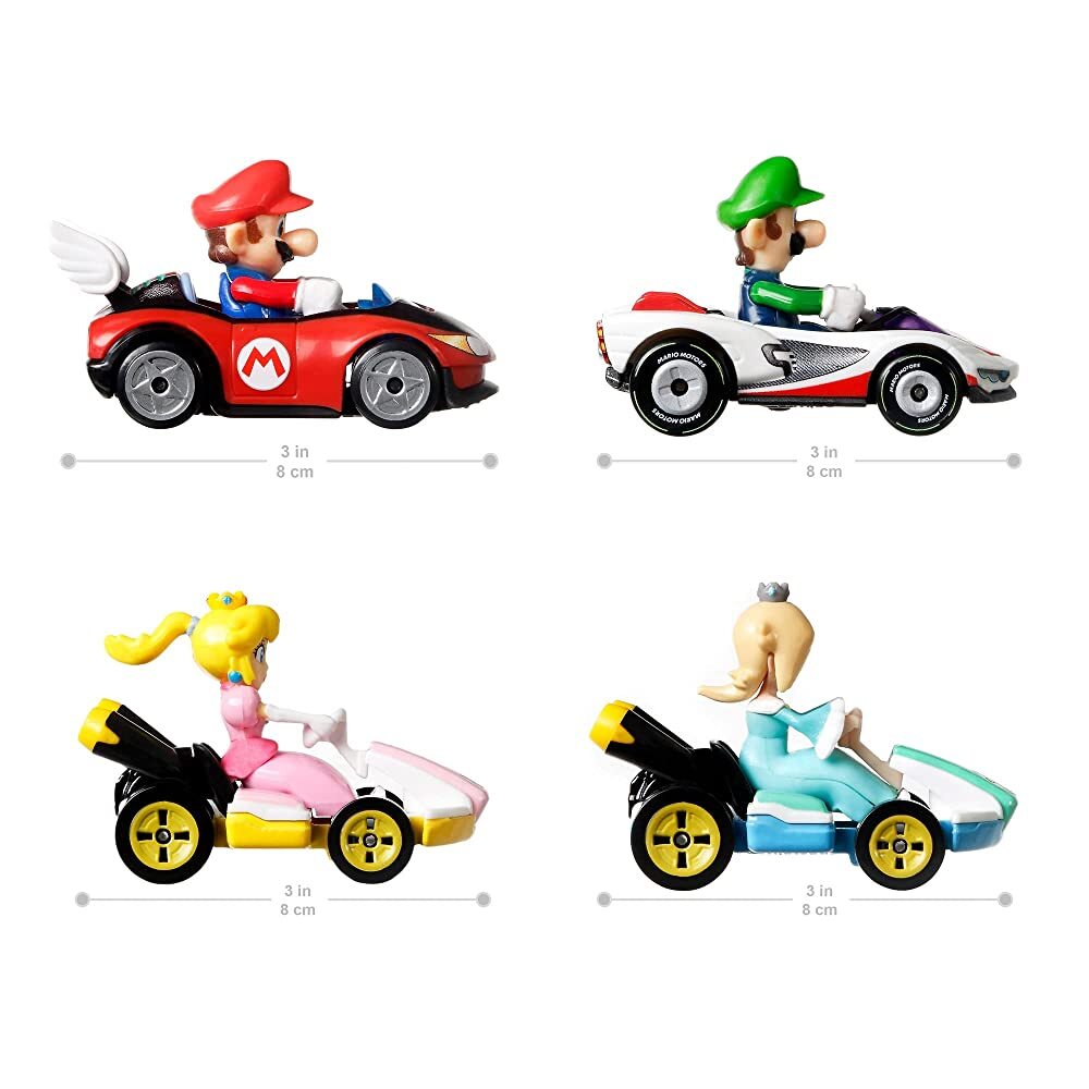 Hot Wheels Mario Kart 4 Pack - Princess Peach Rosalina Mario Luigi