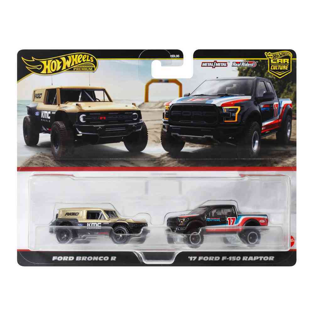 Hot Wheels Premium Car Culture 2 Pack - Ford Bronco R & 17 Ford F 150 Raptor