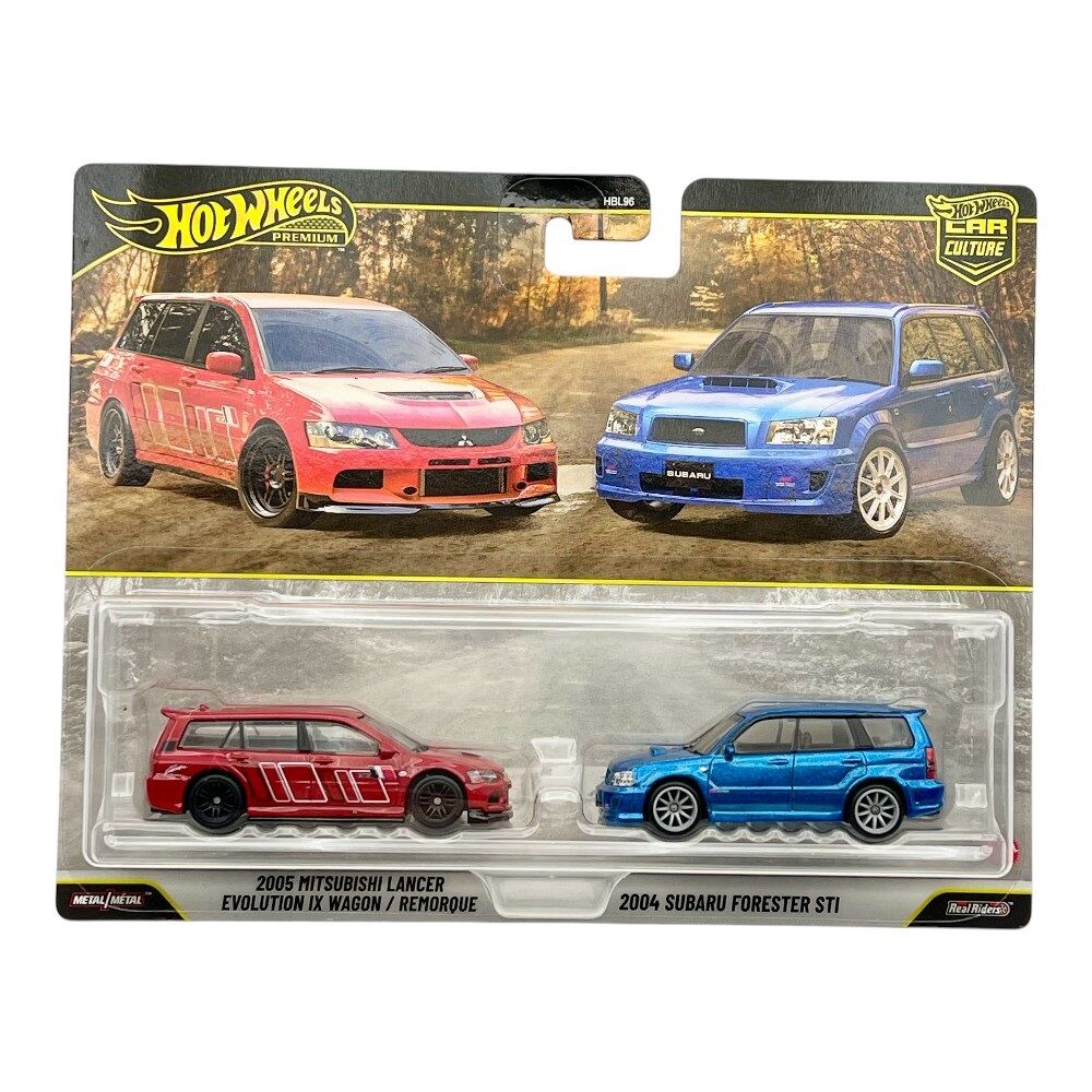Hot Wheels Premium Car Culture 2 Pack 2005 Mitsubishi Lancer EVO IX Wagon / 2004 Subaru Forester Sti