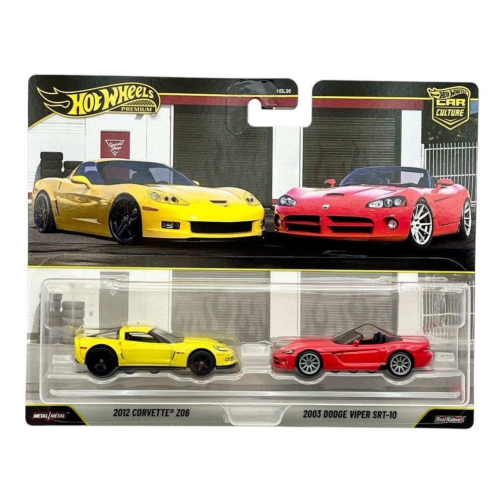 Hot Wheels Premium Car Culture 2 Pack - 2012 Corvette Z06 & 2003 Dodge Viper SRT-10