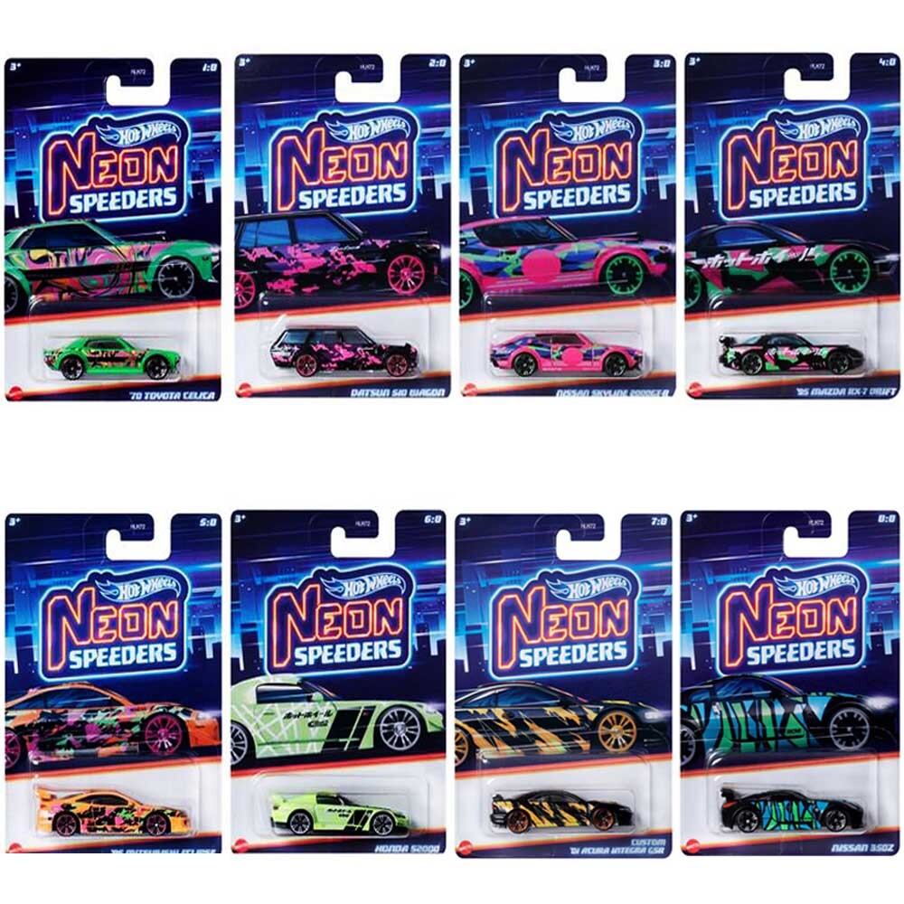 Hot Wheels Set of 8 - Neon Speeders 2024 (Case 956B)