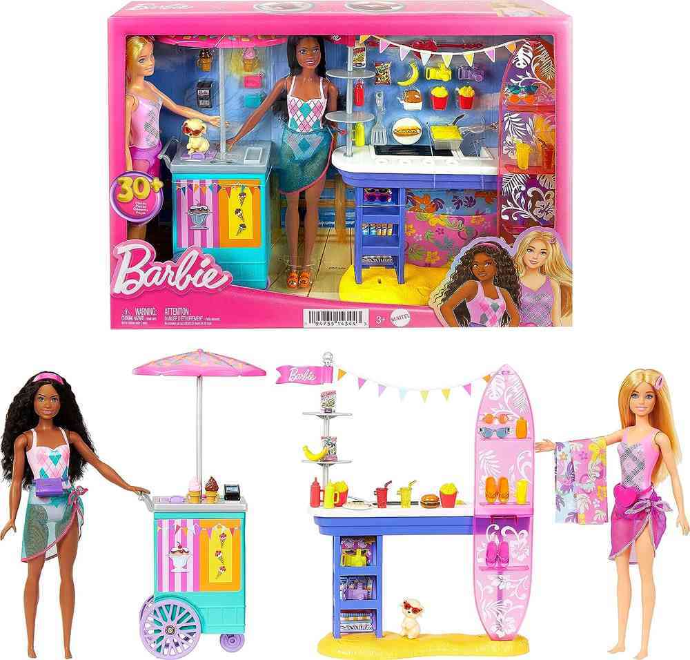 Barbie Beach Boardwalk Playset with Barbie Brooklyn & Malibu
