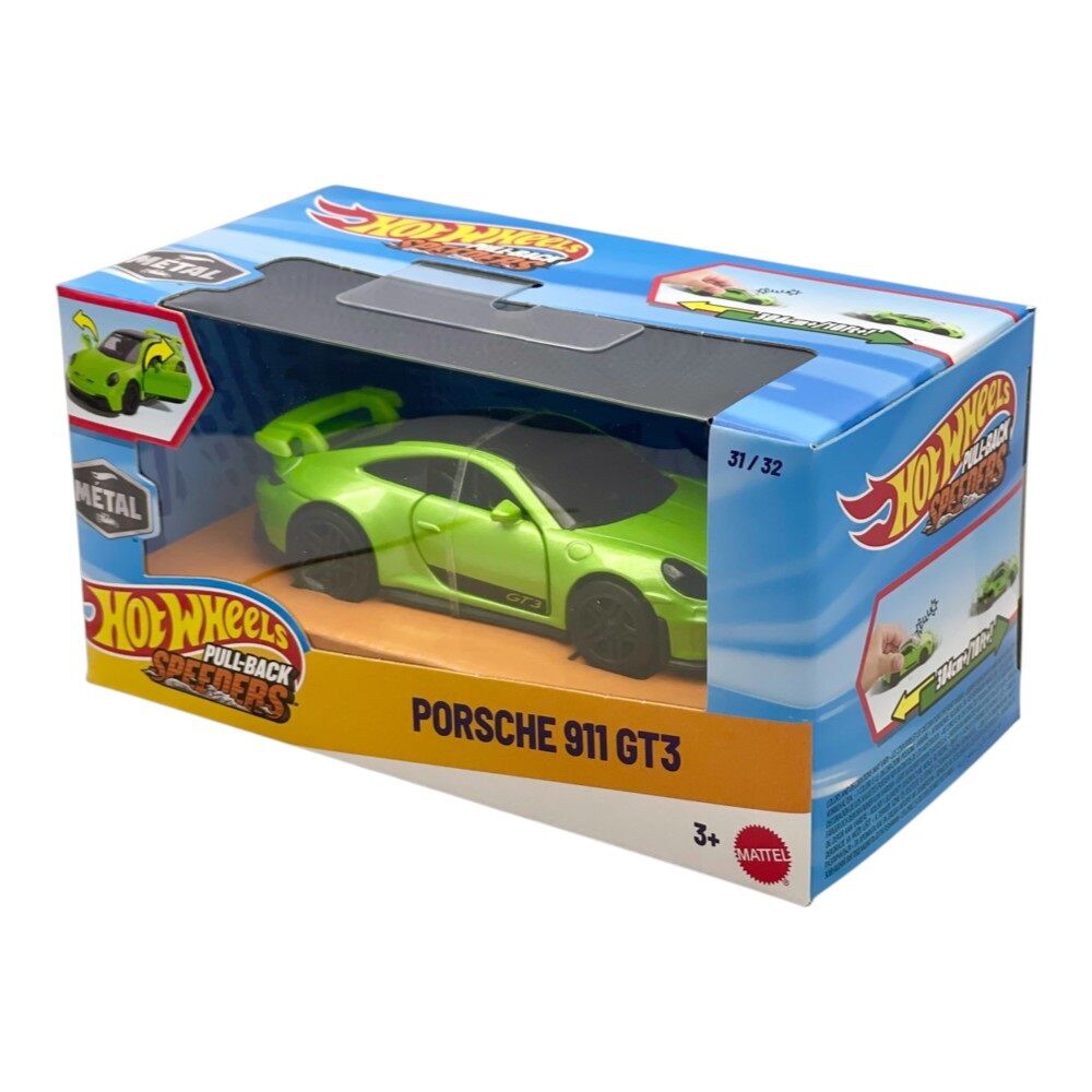 Hot Wheels Pull-Back Speeders Porsche 911 GT3 Die-Cast Vehicle