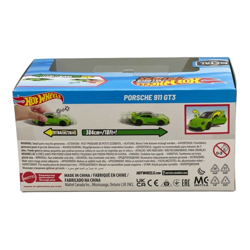 Hot Wheels Pull-Back Speeders Porsche 911 GT3 Die-Cast Vehicle
