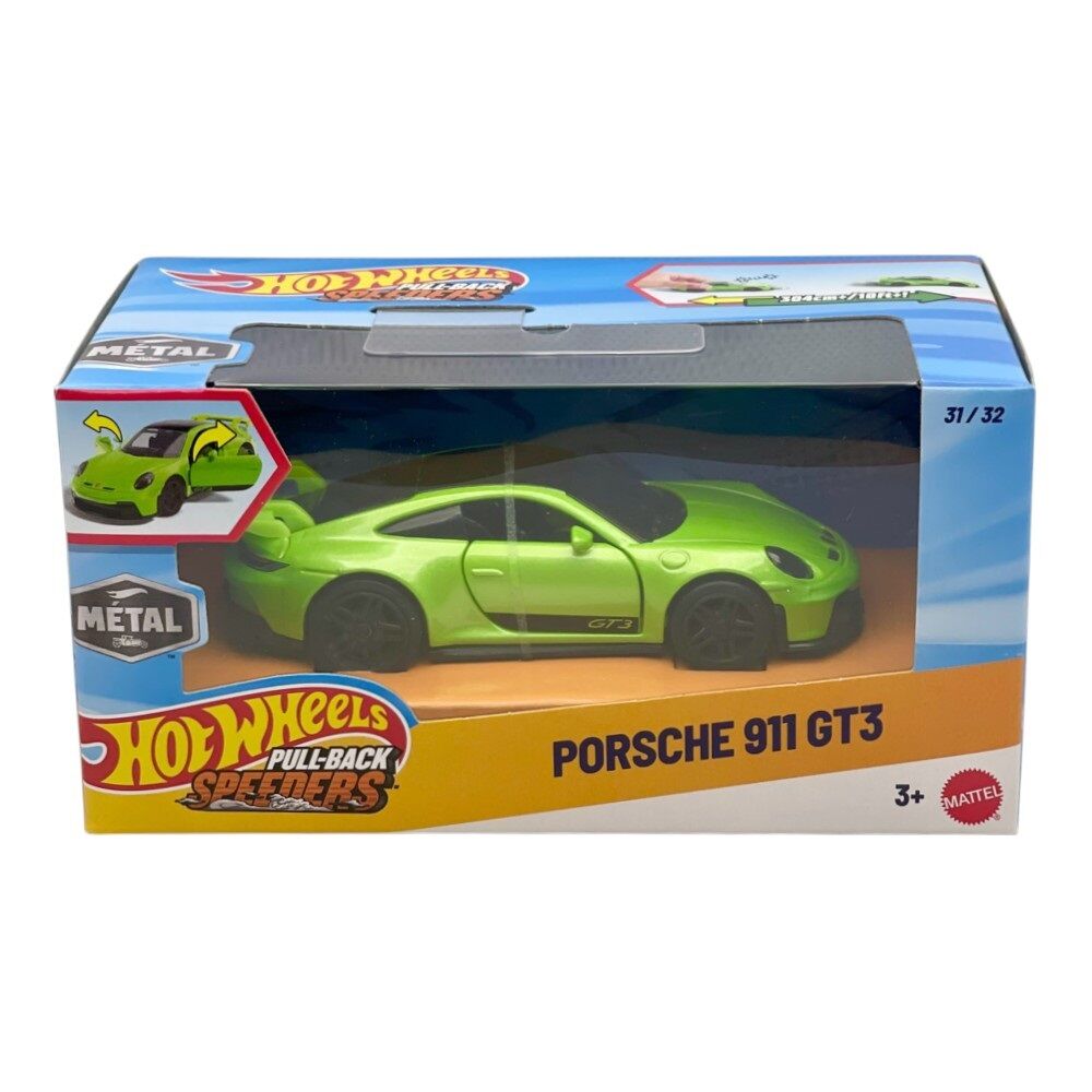 Hot Wheels Pull-Back Speeders Porsche 911 GT3 Die-Cast Vehicle