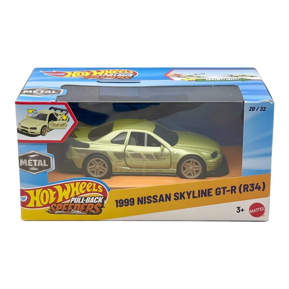 Hot Wheels Pullbacks Speeders - 1999 Nissan Skyline GT-R (R34)