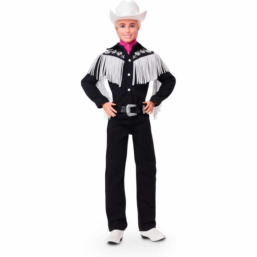 Barbie The Movie Collectible Ken Doll Wearing Black and White Western Outfit